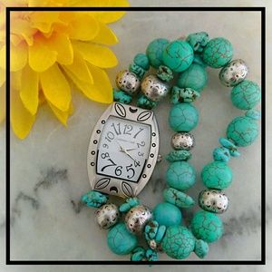 Coldwater Creek Turquoise & Dyed Stone Watch